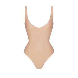 NWT SKIMS BODY UNLINED PLUNGE THONG BODYSUIT - Size L | Clay